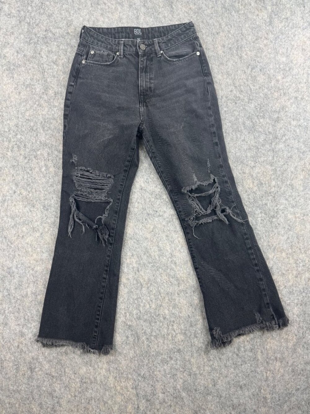 BDG Womens Black Jeans Crop Flare Sz 25 Wilco Distressed